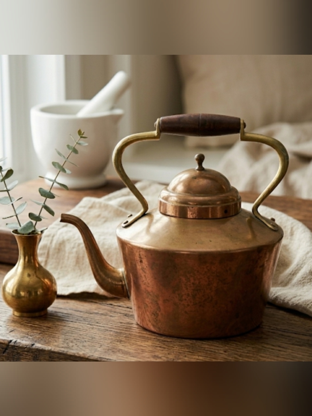 Vtg Douro B&M Copper Tea Kettle - Made in Portugal - Brass Handle